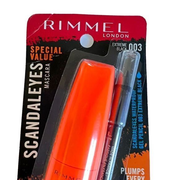 SET RIMMEL LONDON Scandaleyes Waterproof Mascara +‎ Gel Pencil 003 Extreme Black - Picture 4 of 7